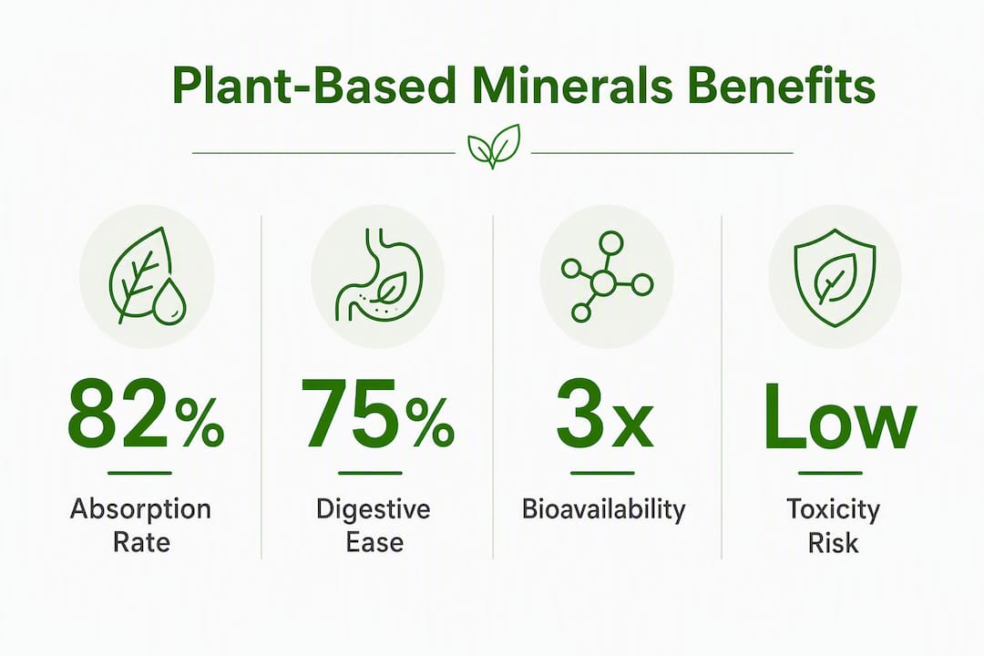 Infographic highlighting key benefits of plant-based minerals