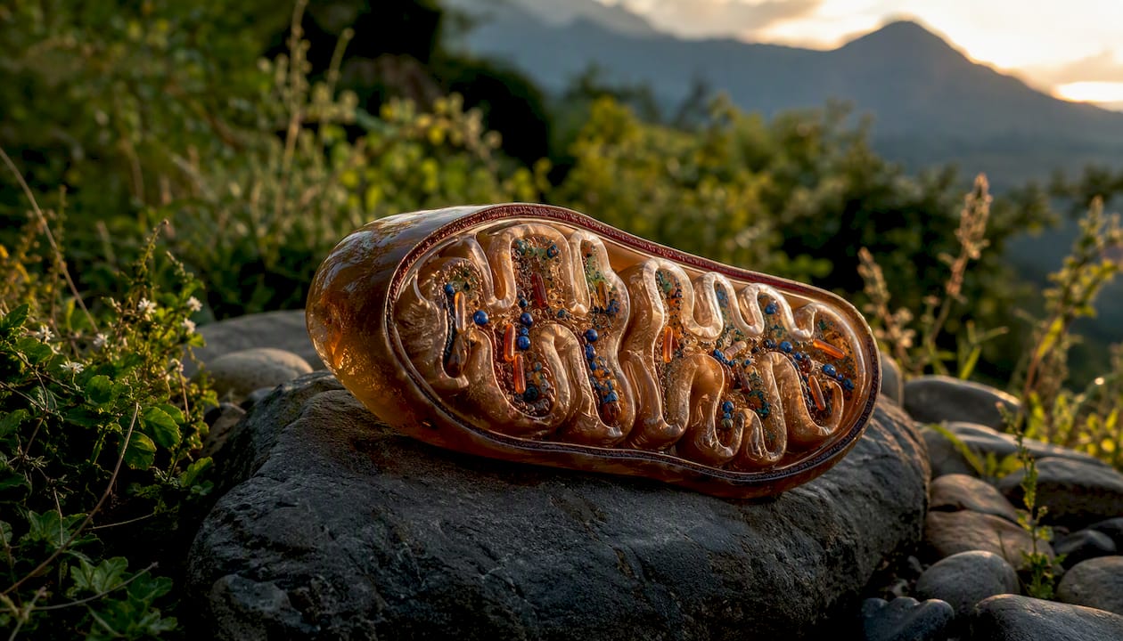 Close-up model of mitochondrion with cristae