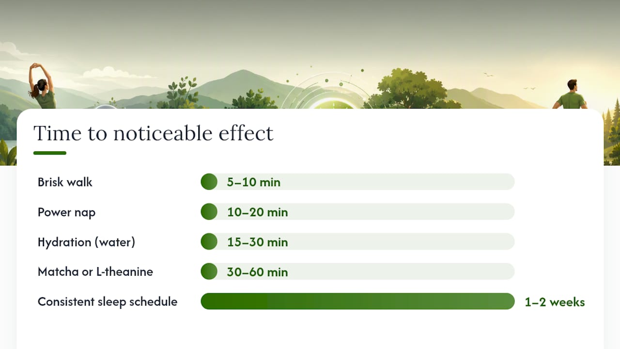 Timeline and cost comparison of natural energy tactics