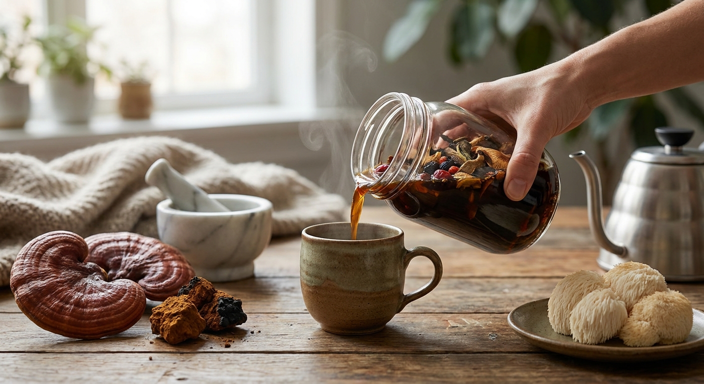 Mushroom elixir for daily immune support