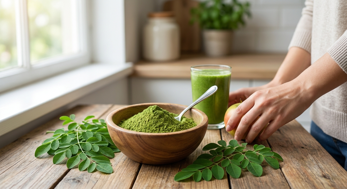 Organic moringa powder for women's daily nutrition
