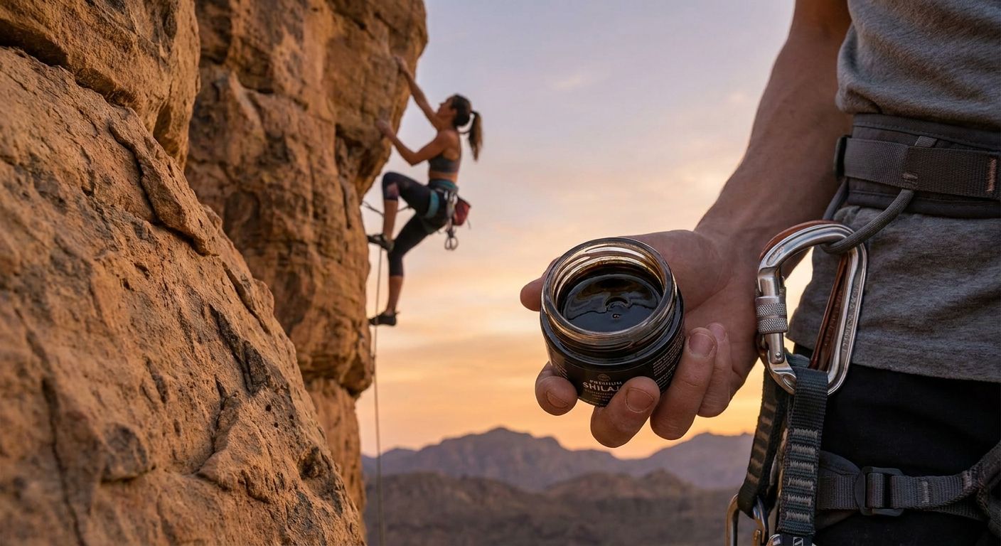 Shilajit resin for rock climbing and outdoor endurance