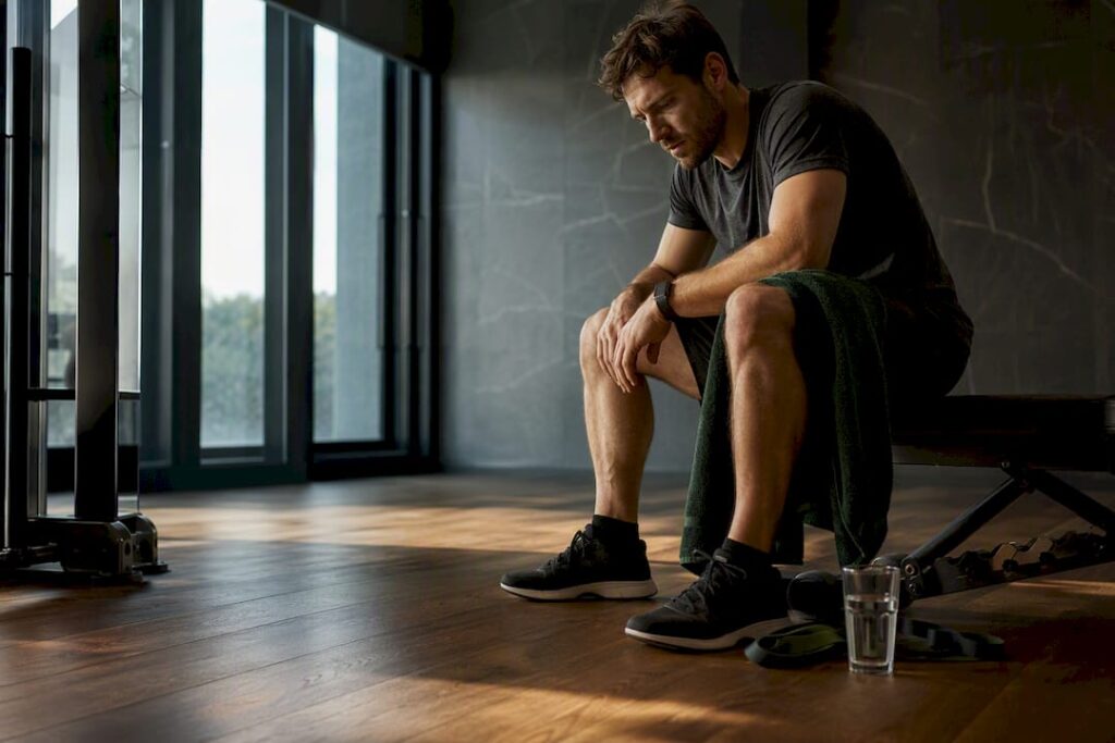 Athlete recovering after strength testing