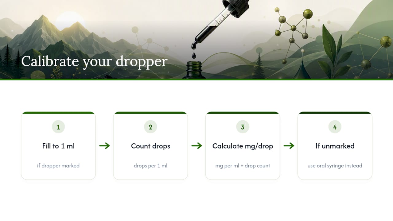 Tincture drop calibration and dose conversion