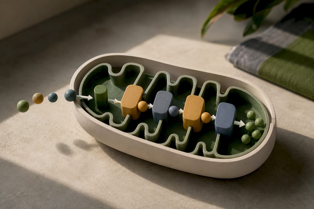 Illustration of mitochondrial energy production pathway