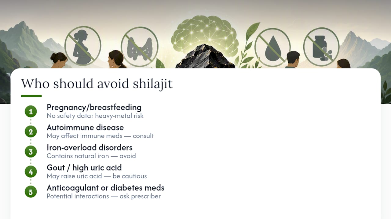 Shilajit contraindications and medication cautions
