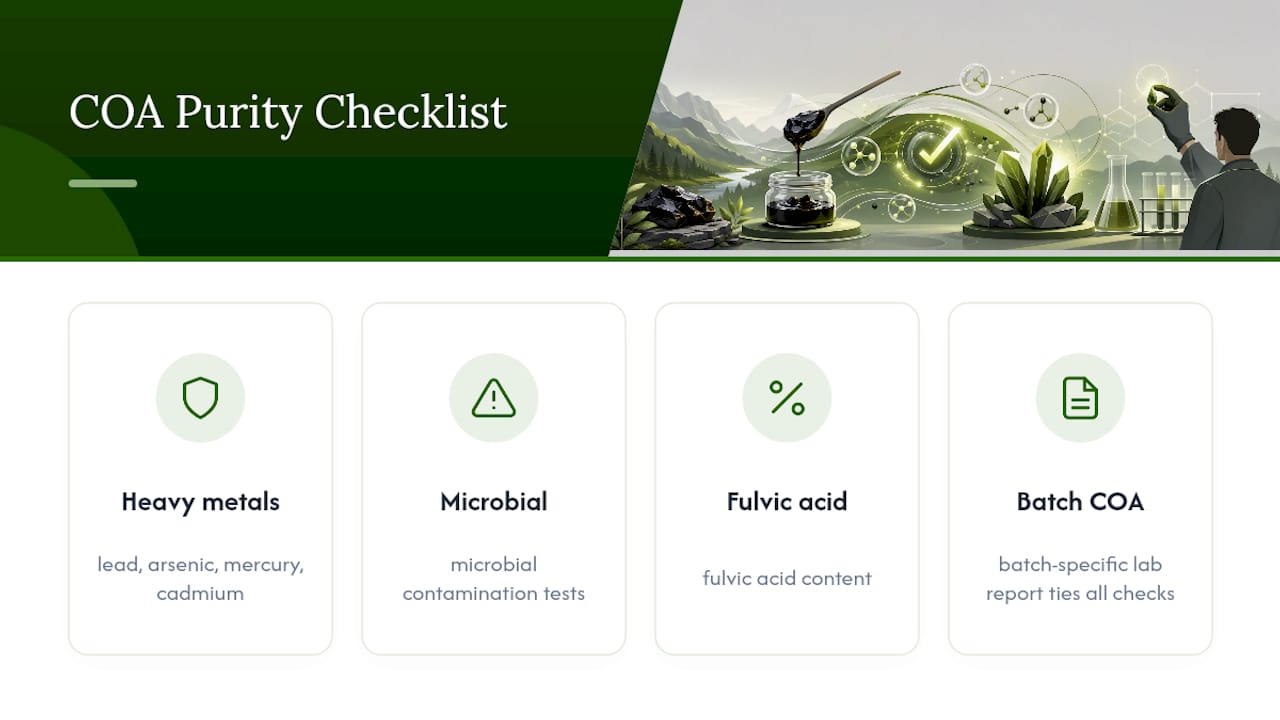 COA checks for shilajit purity